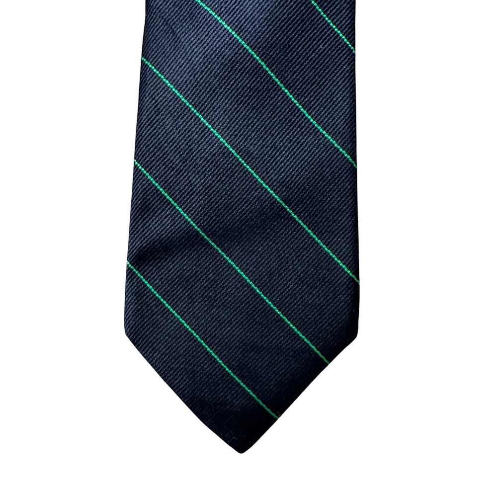 Marty Sullivan Mens Navy Blue Green Striped Silk Blend Necktie Cape Cod Preppy
